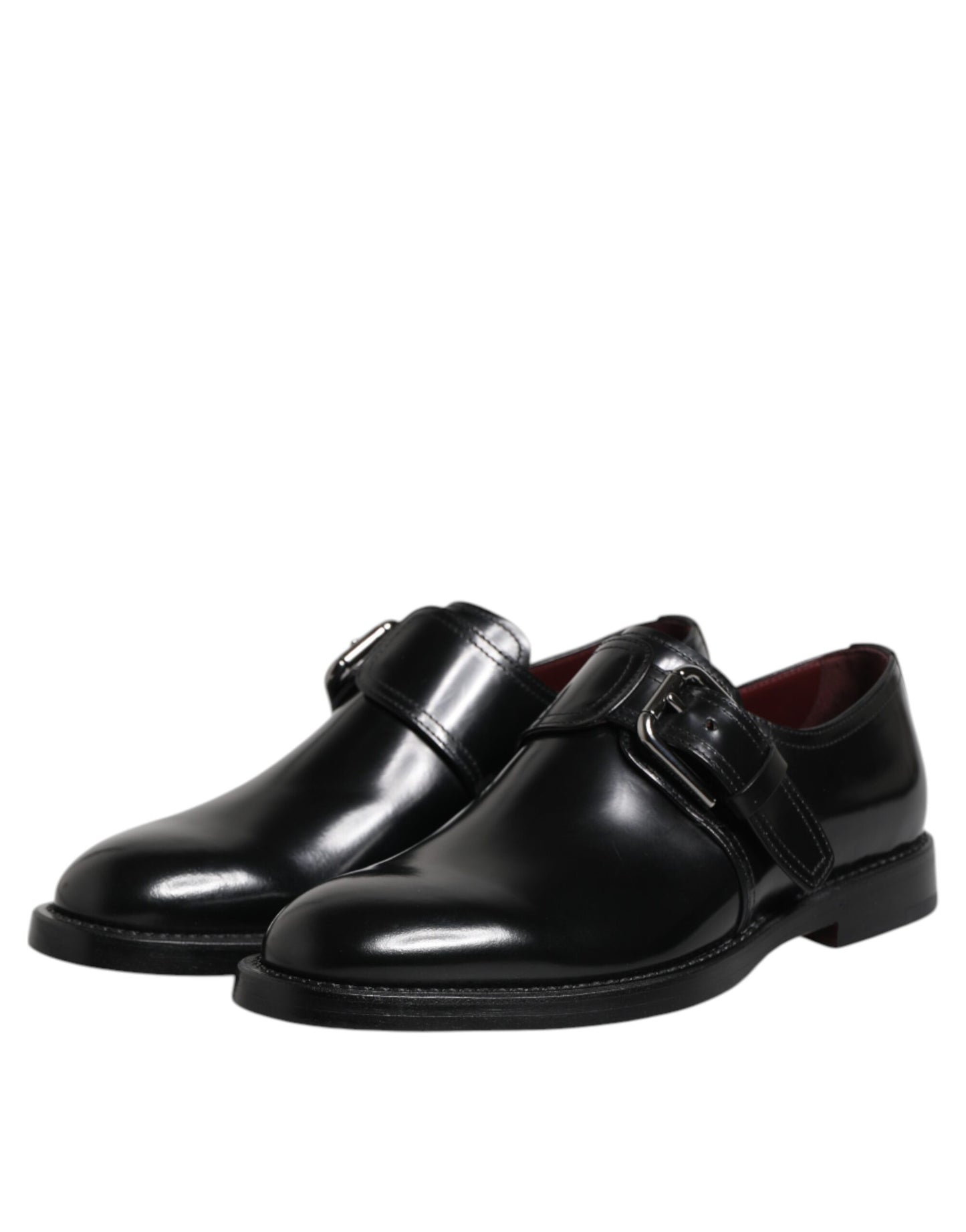 Dolce & Gabbana Schwarzes Leder Monk Strap Derby Formelle Schuhe
