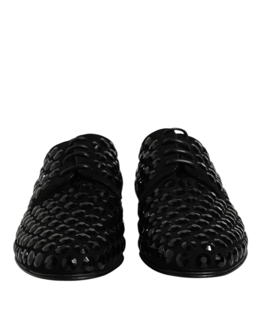 Dolce & Gabbana Schwarze Wildleder Strass Derby Formelle Schuhe