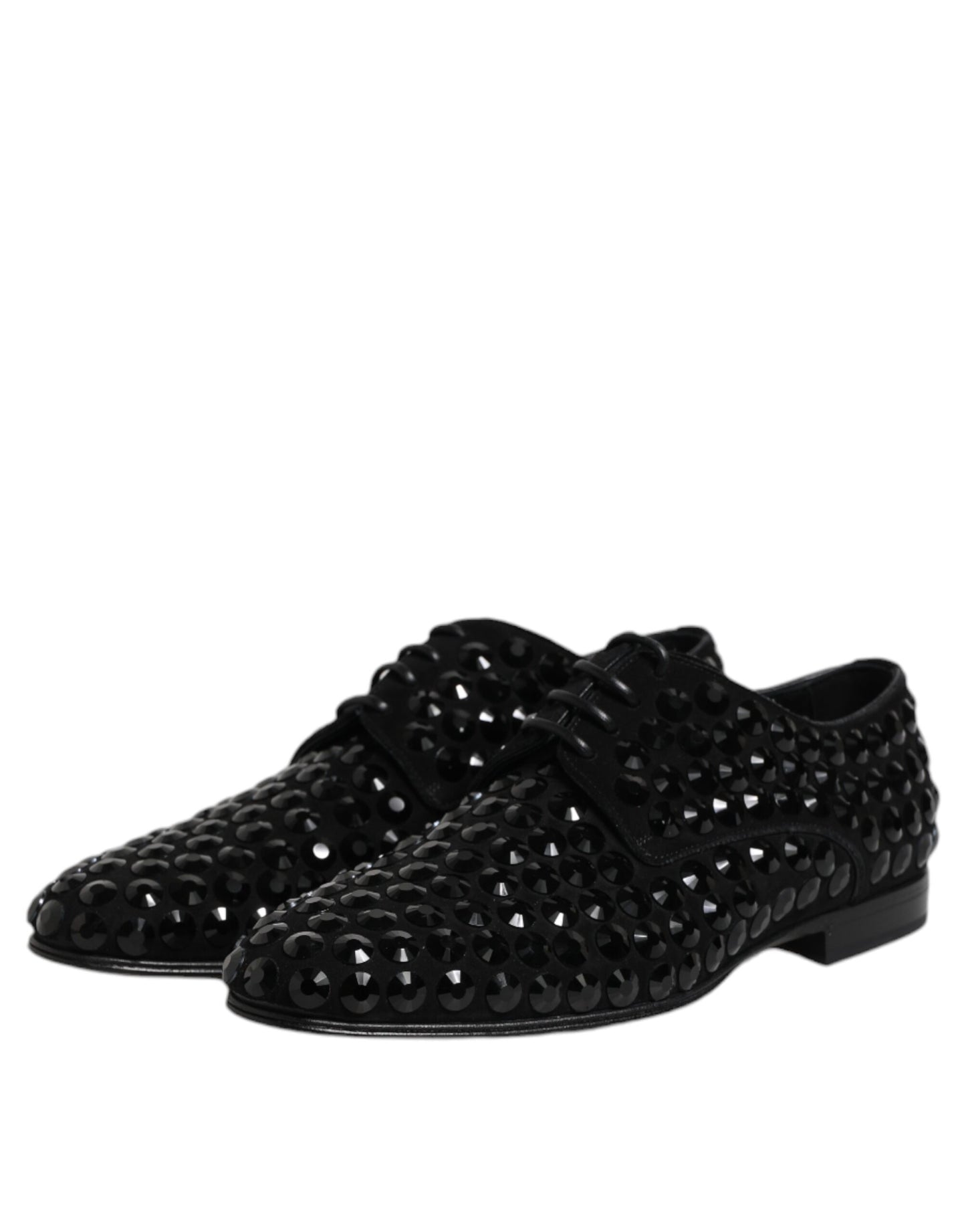 Dolce & Gabbana Schwarze Wildleder Strass Derby Formelle Schuhe