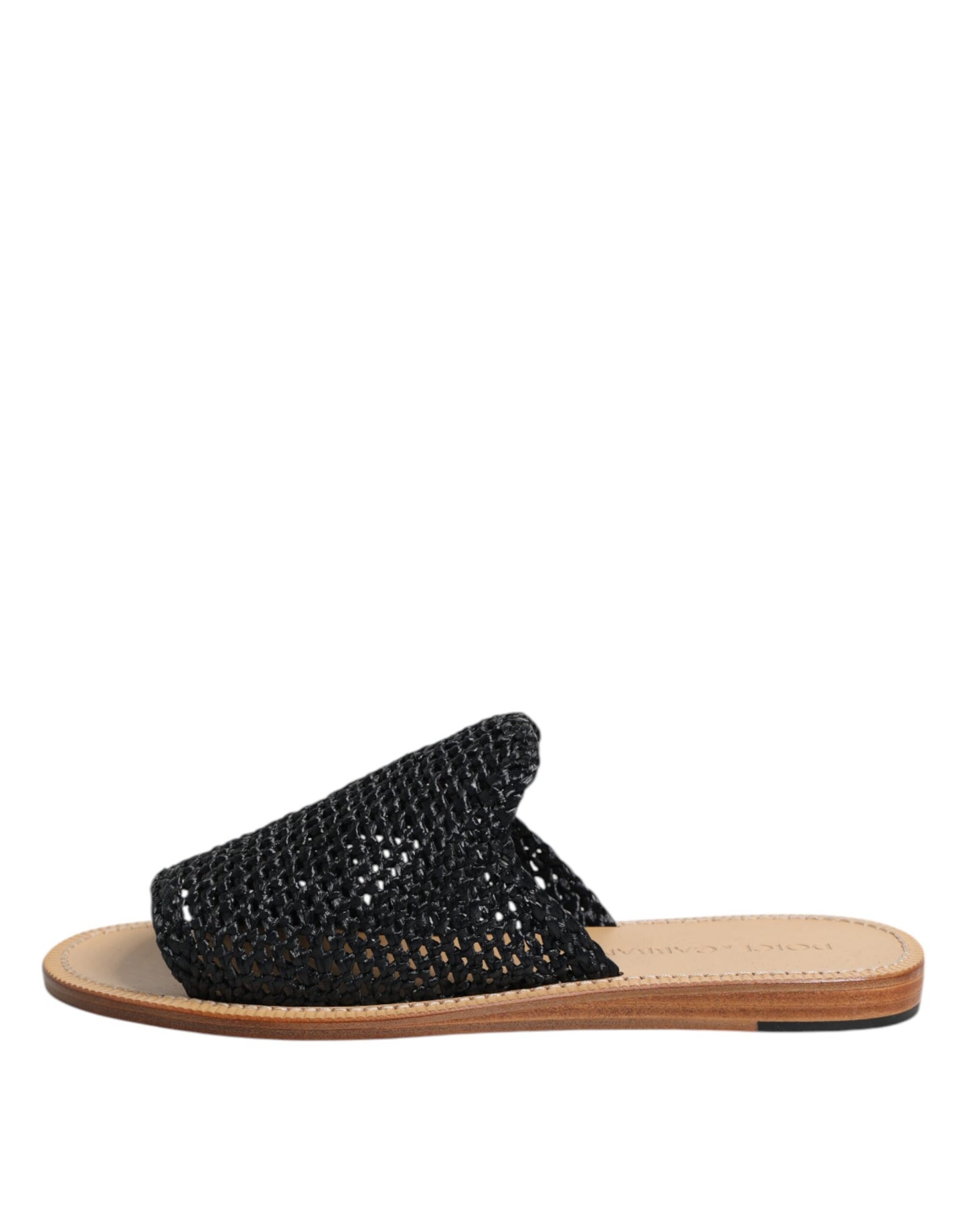 Dolce & Gabbana Schwarz Monochrome geflochtene Raffia Slides Schuhe