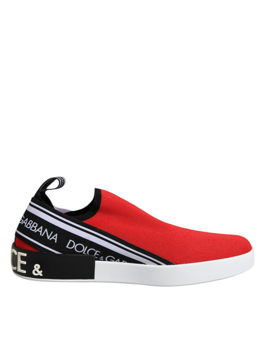 Dolce & Gabbana Rot Logo Low Top Slip On Männer Turnschuhe Schuhe