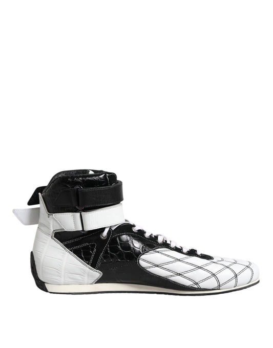 Dolce & Gabbana Schwarz Weiß Leder High Top Sneakers Schuhe
