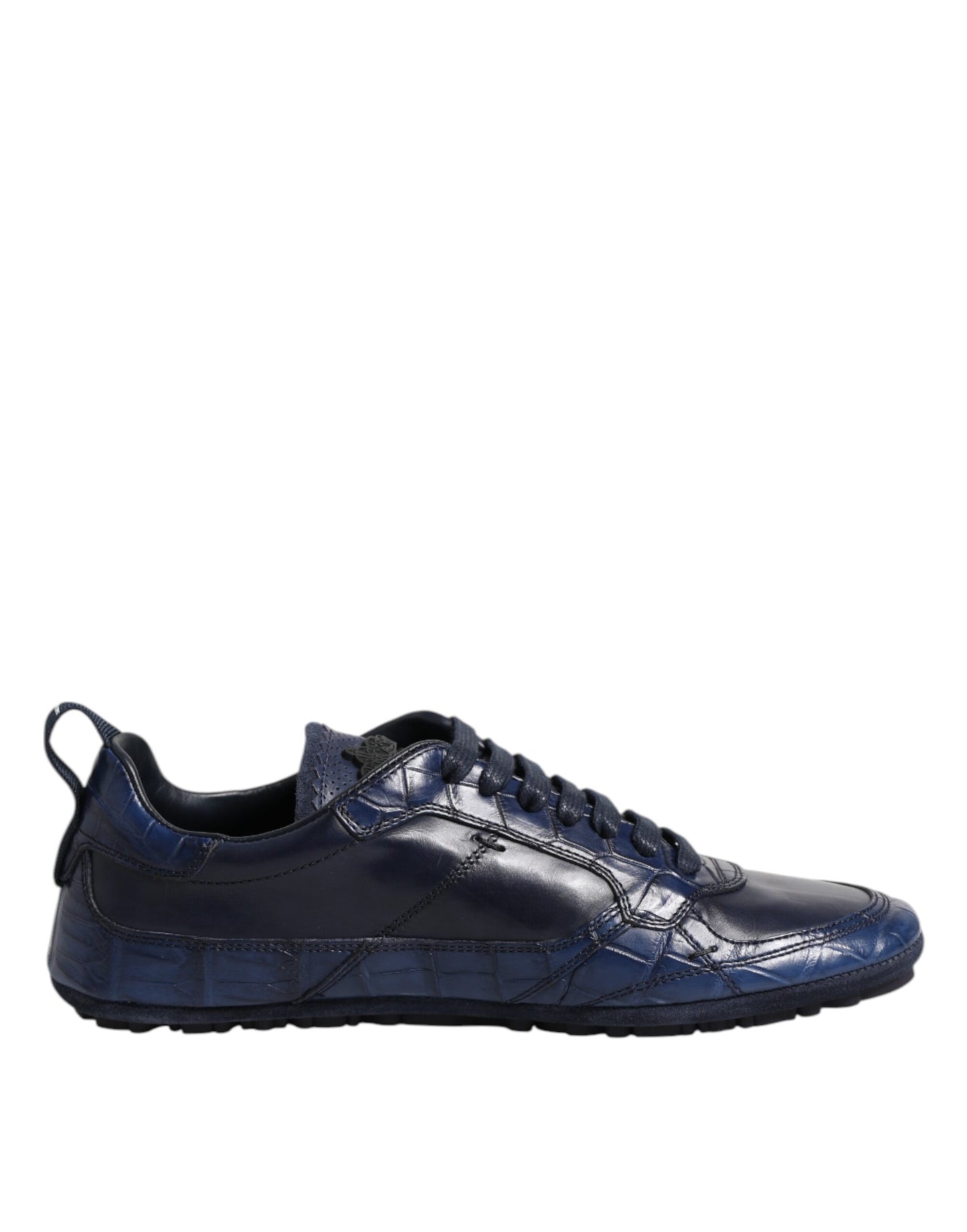 Dolce & Gabbana Dunkelblau Leder Low Top Männer Turnschuhe Schuhe