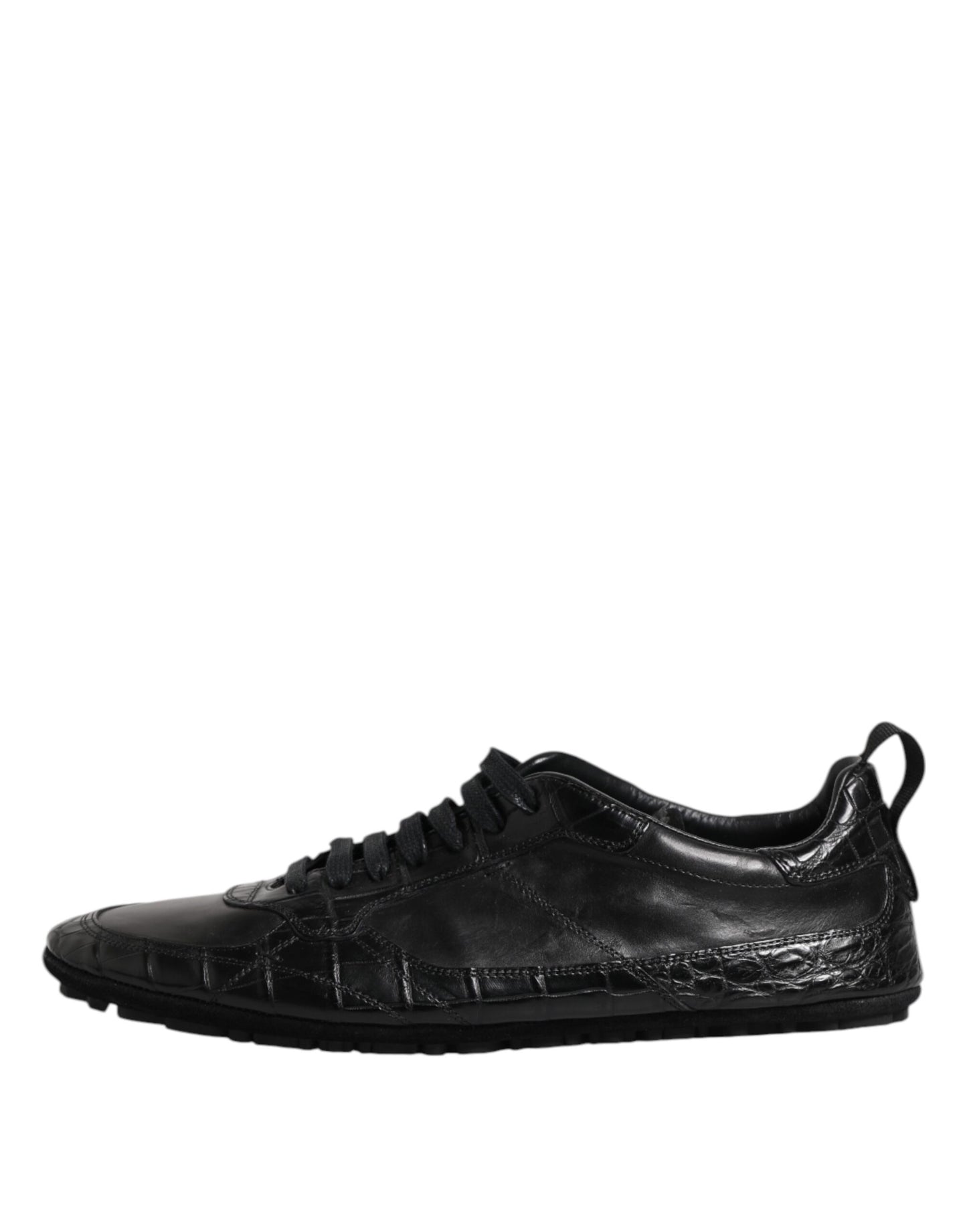 Dolce & Gabbana Schwarze Exotische Leder Low Top Sneakers Schuhe