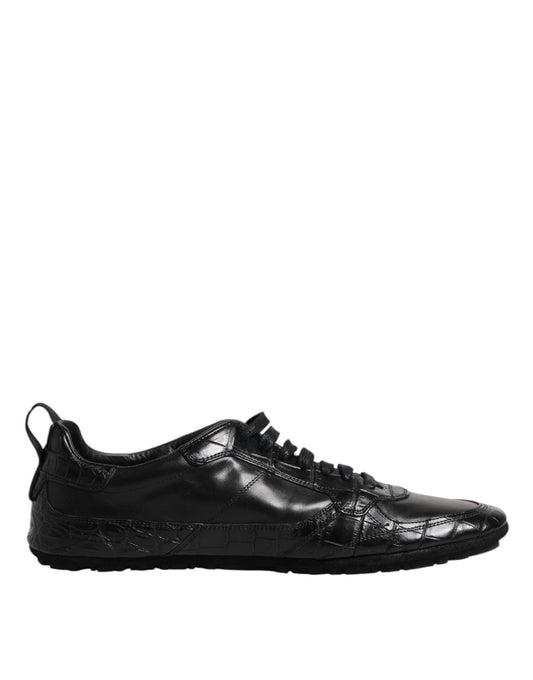 Dolce & Gabbana Schwarze Exotische Leder Low Top Sneakers Schuhe