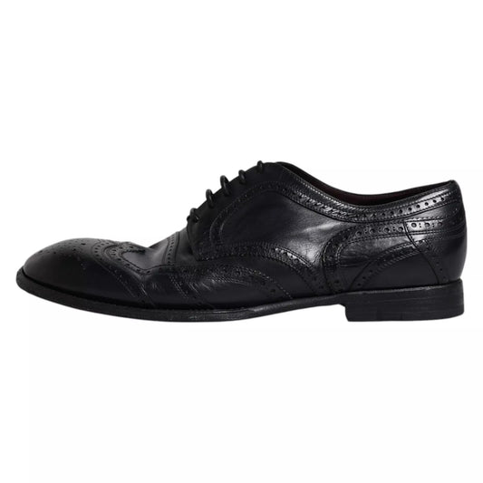 Dolce & Gabbana Dunkelblaue Leder Derby Wingtip Formelle Schuhe