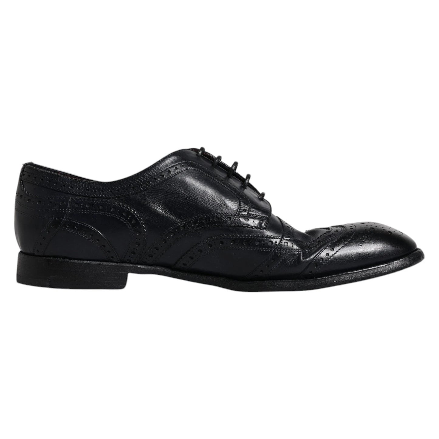 Dolce & Gabbana Dunkelblaue Leder Derby Wingtip Formelle Schuhe