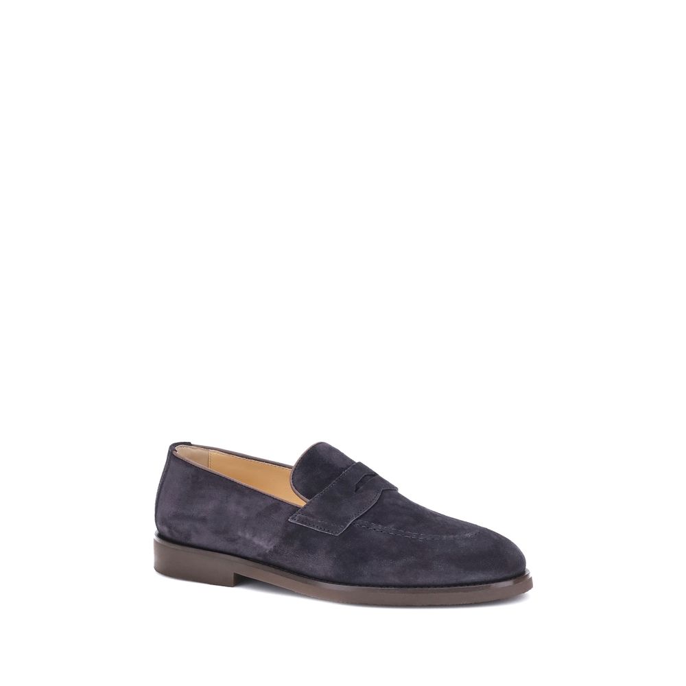 Brunello Cucinelli Elegante Blaue Gummisohle Slipper