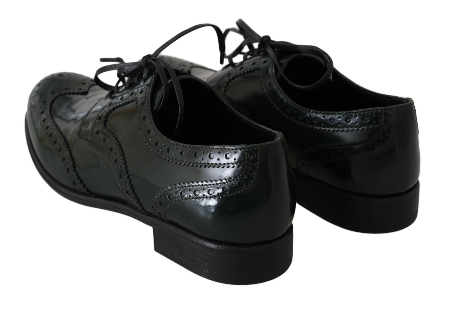 Dolce & Gabbana Grüne Leder Broque Oxford Wingtip Schuhe