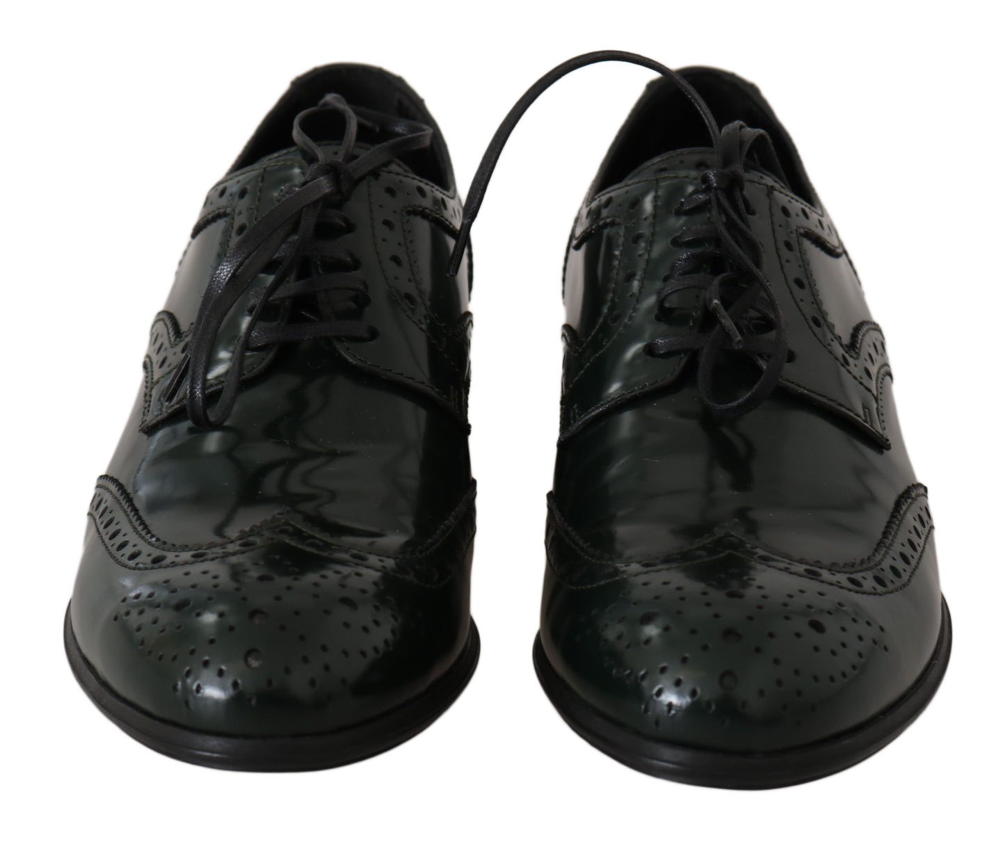 Dolce & Gabbana Grüne Leder Broque Oxford Wingtip Schuhe