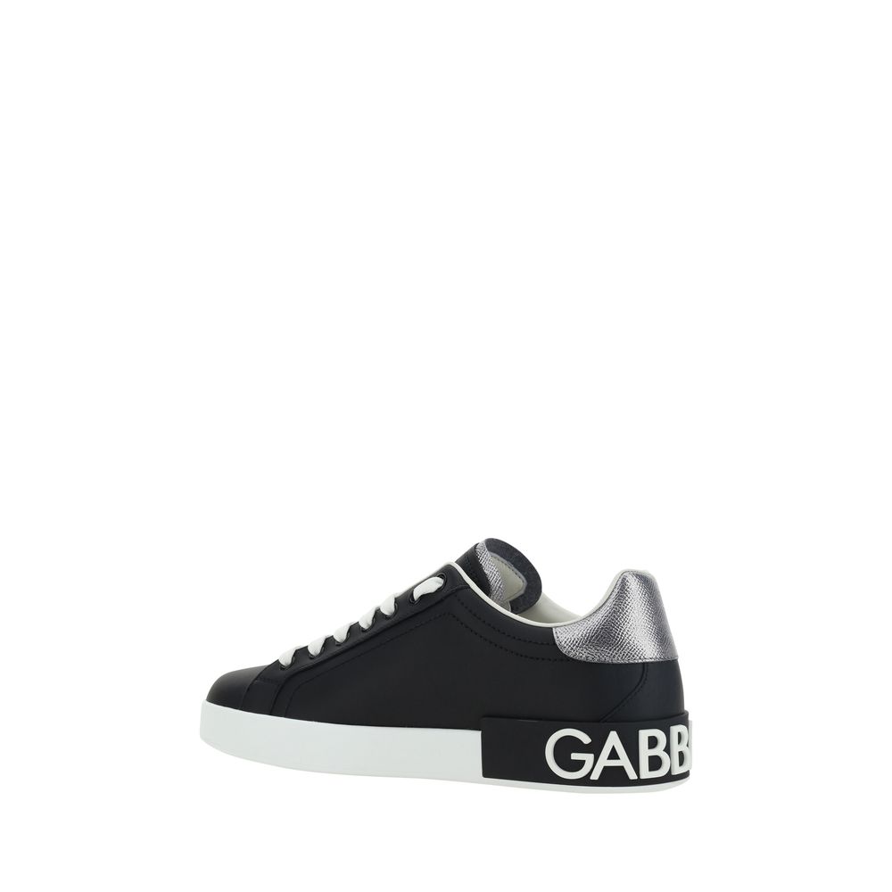 Dolce & Gabbana Schwarze Sneakers aus Kalbsleder Bos Taurus