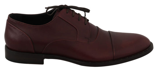Dolce & Gabbana Rote Bordeaux Leder Derby Formelle Schuhe