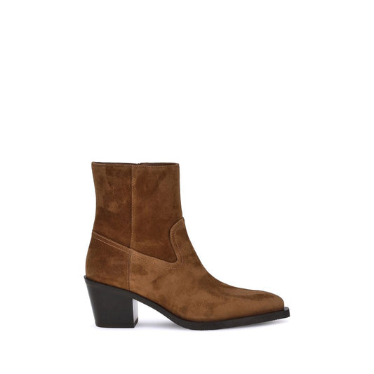 Stuart Weitzman Braune Kalbshaut Bos Taurus Stiefeletten