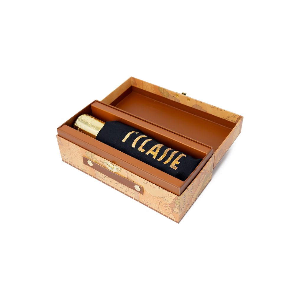 Alviero Martini Prima Classe Schwarzer Nylon-Regenschirm