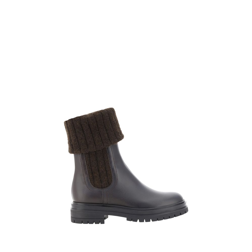 Gianvito Rossi Schwarze Kalbshaut Bos Taurus Stiefeletten