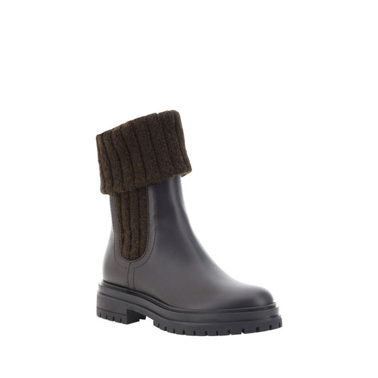 Gianvito Rossi Schwarze Kalbshaut Bos Taurus Stiefeletten