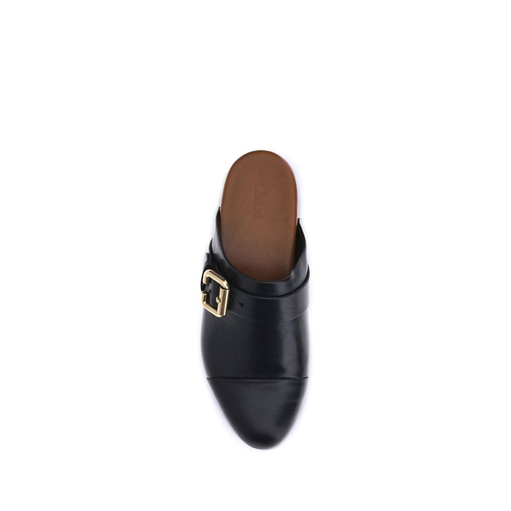 Chloé Schwarze Kalbshaut Bos Taurus Clogs