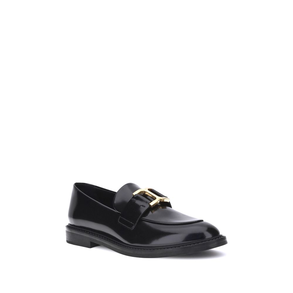 Chloé Schwarze Kalbsleder Bos Taurus Slip-On Loafer