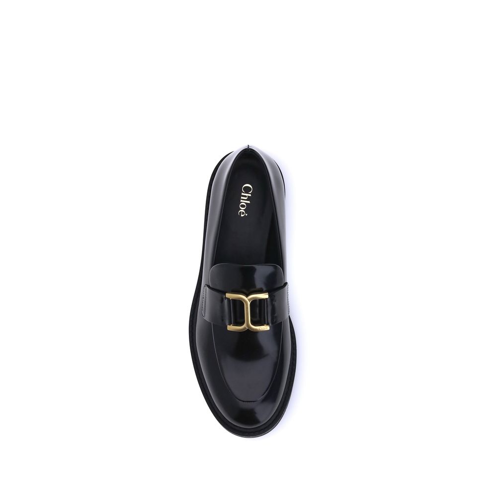 Chloé Schwarze Kalbsleder Bos Taurus Slip-On Loafer