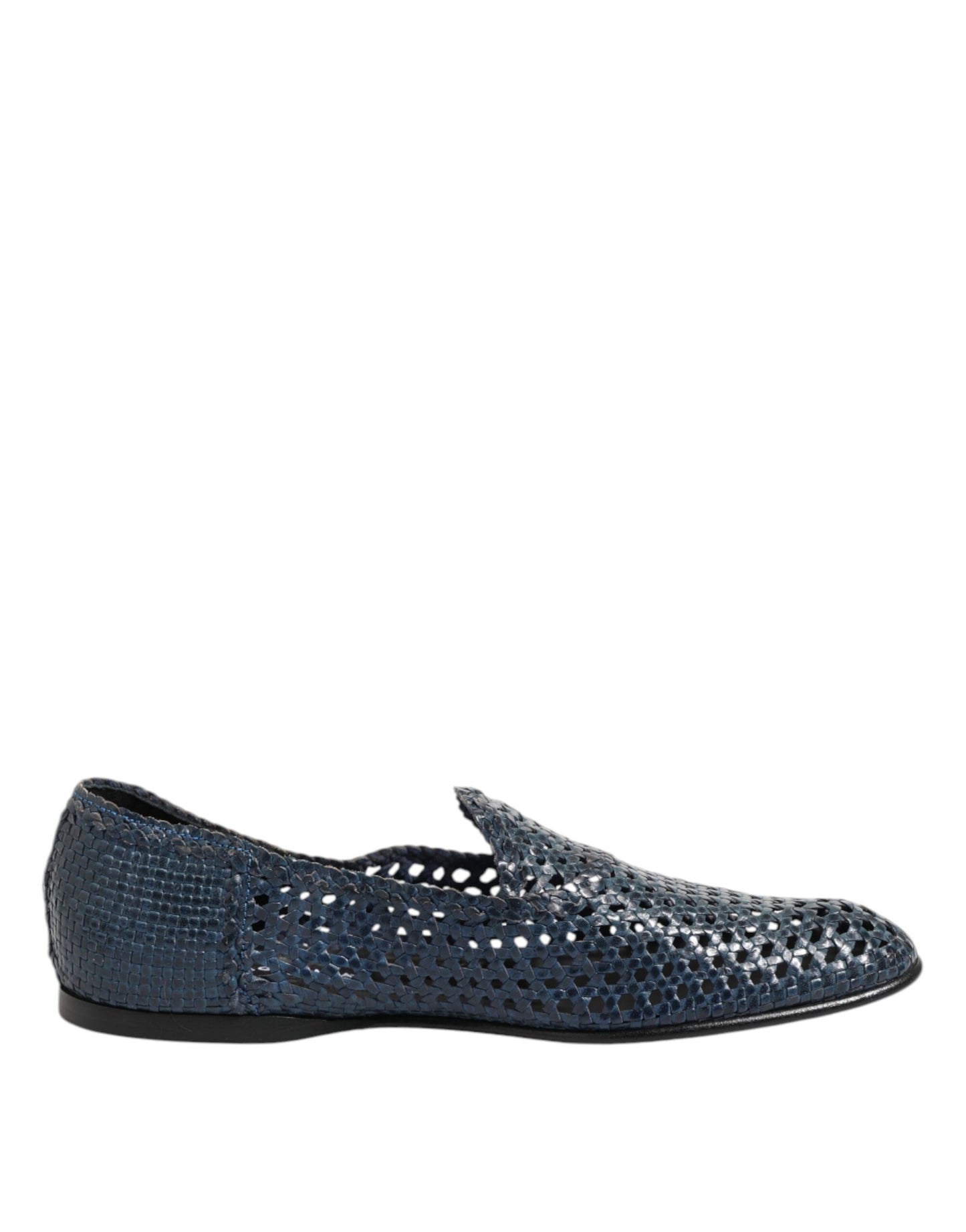 Dolce & Gabbana Blaue gewebte Leder Slipper Schuhe