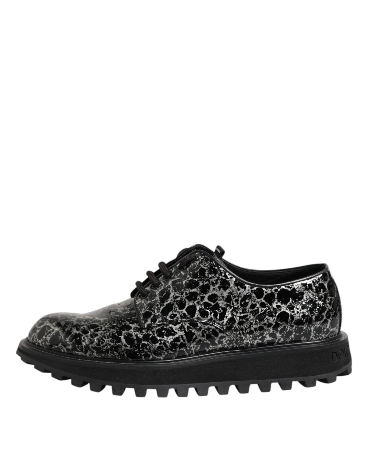 Dolce & Gabbana Schwarz Weiß Kalbsleder Chunky Derby Schuhe