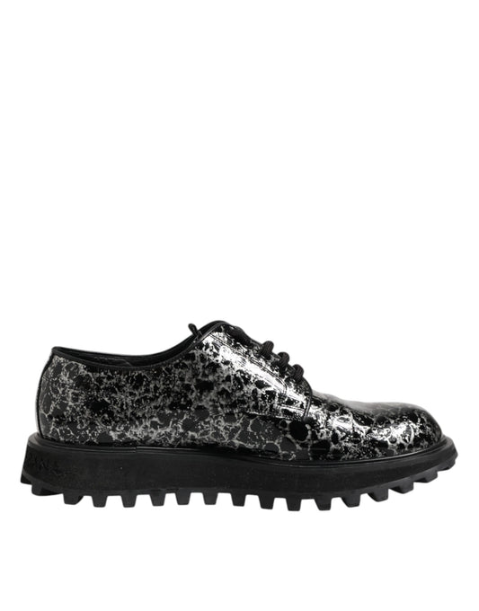 Dolce & Gabbana Schwarz Weiß Kalbsleder Chunky Derby Schuhe