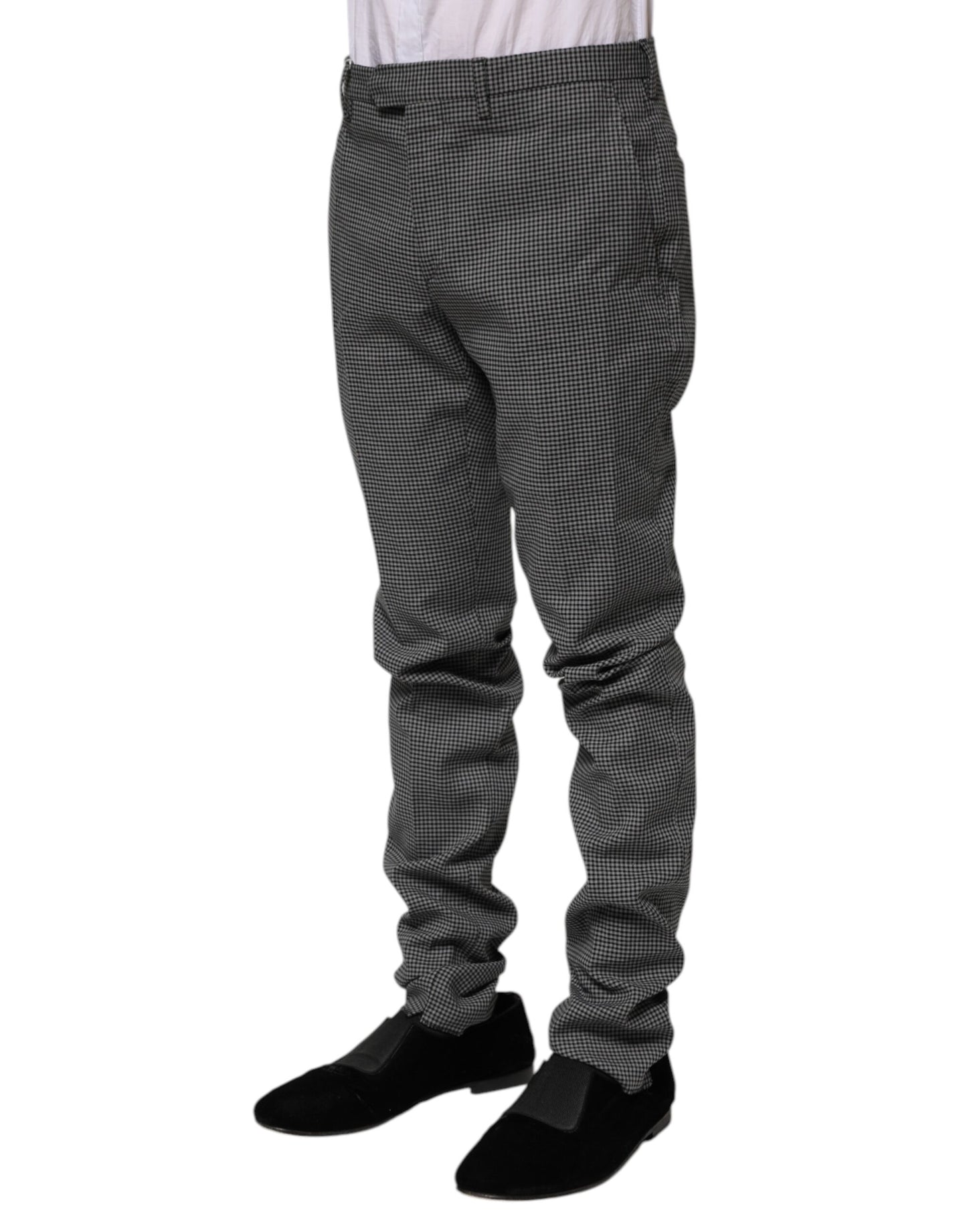 BENCIVENGA Schwarz-weiß karierte, spitz zulaufende Kleiderhosen