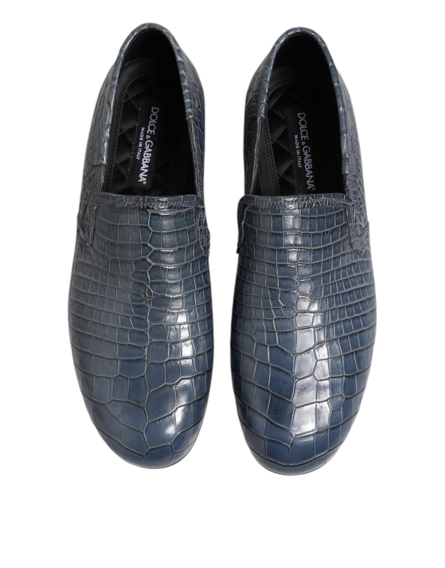 Dolce & Gabbana Blaue Exotische Leder Slip On Loafers Männer Kleid Schuhe