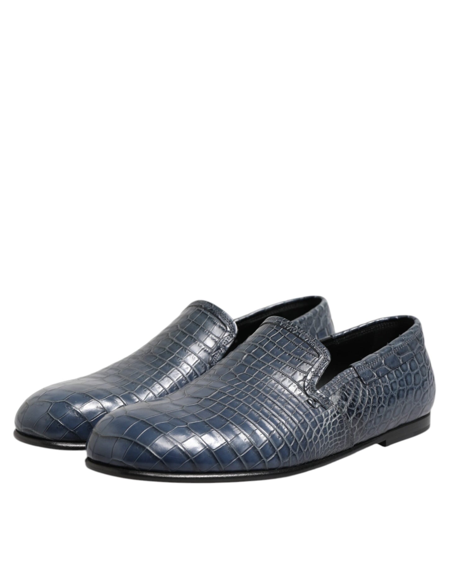 Dolce & Gabbana Blaue Exotische Leder Slip On Loafers Männer Kleid Schuhe