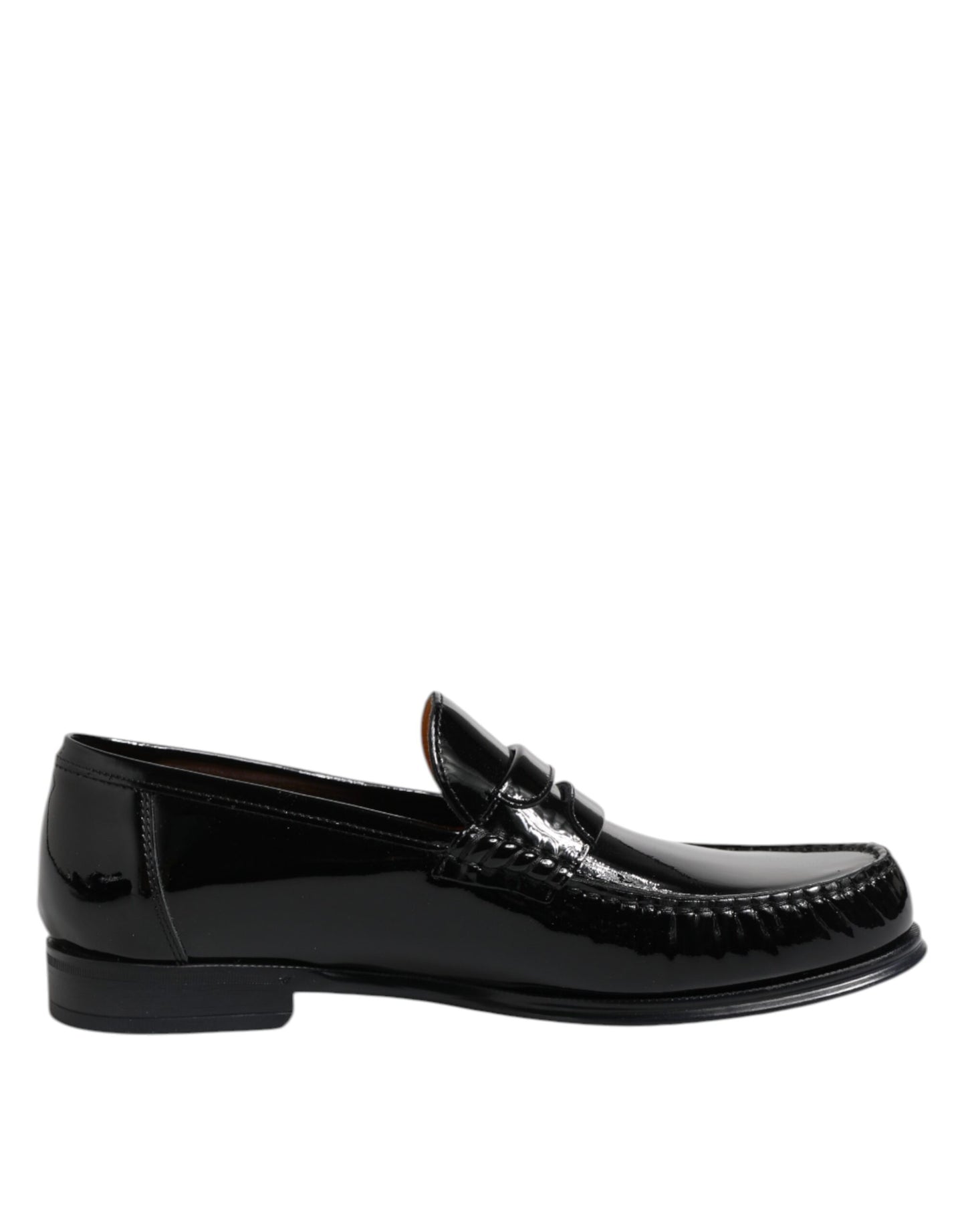 Dolce & Gabbana Schwarz Leder Slip On Loafers Kleid Schuhe