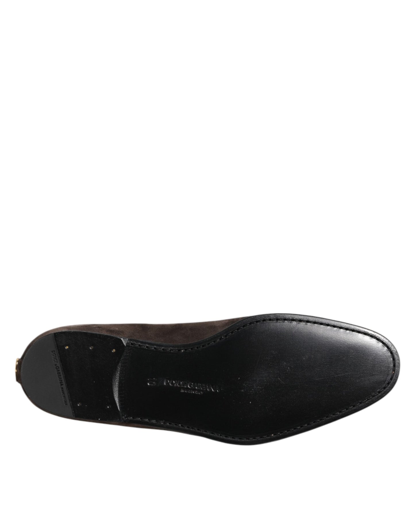 Dolce & Gabbana Braune Samtleder Slipper Schuhe
