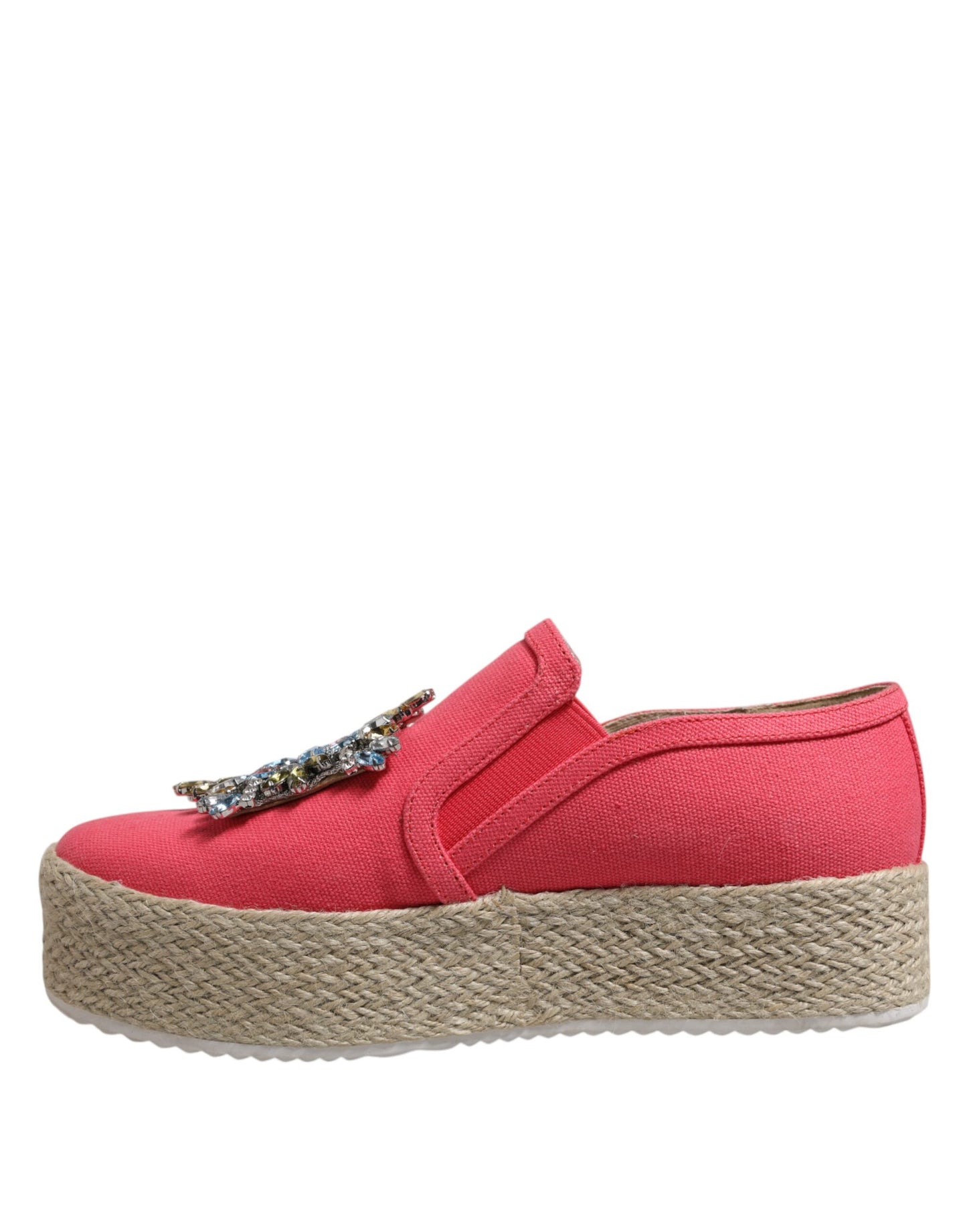 Twinset Rosa Canvas Kristall verschönert Slip On Schuhe