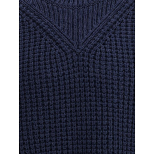 Jil Sander Blauer Fleece-Wollpullover