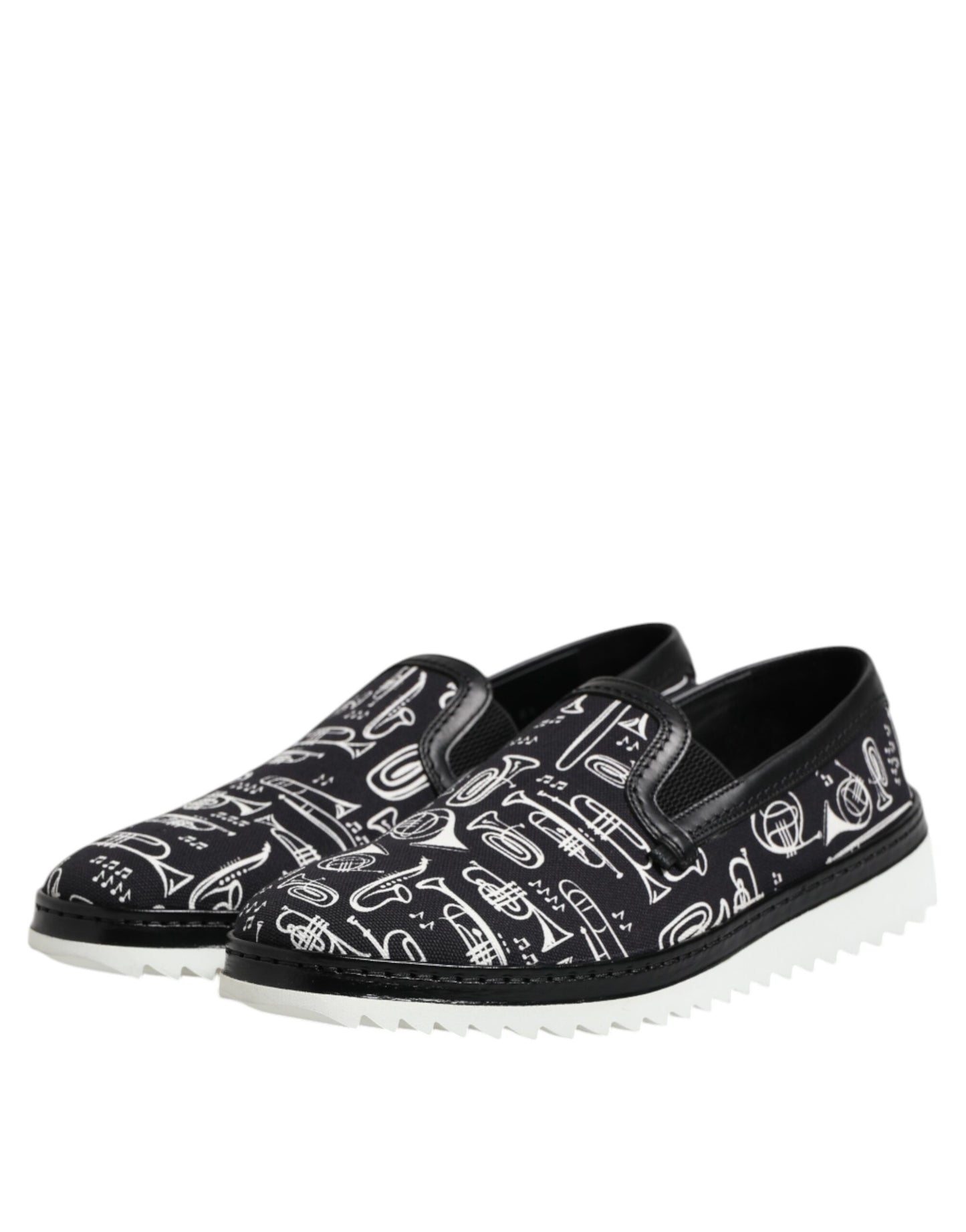 Dolce & Gabbana Schwarz Slip On Bedruckte Männer Loafers Schuhe