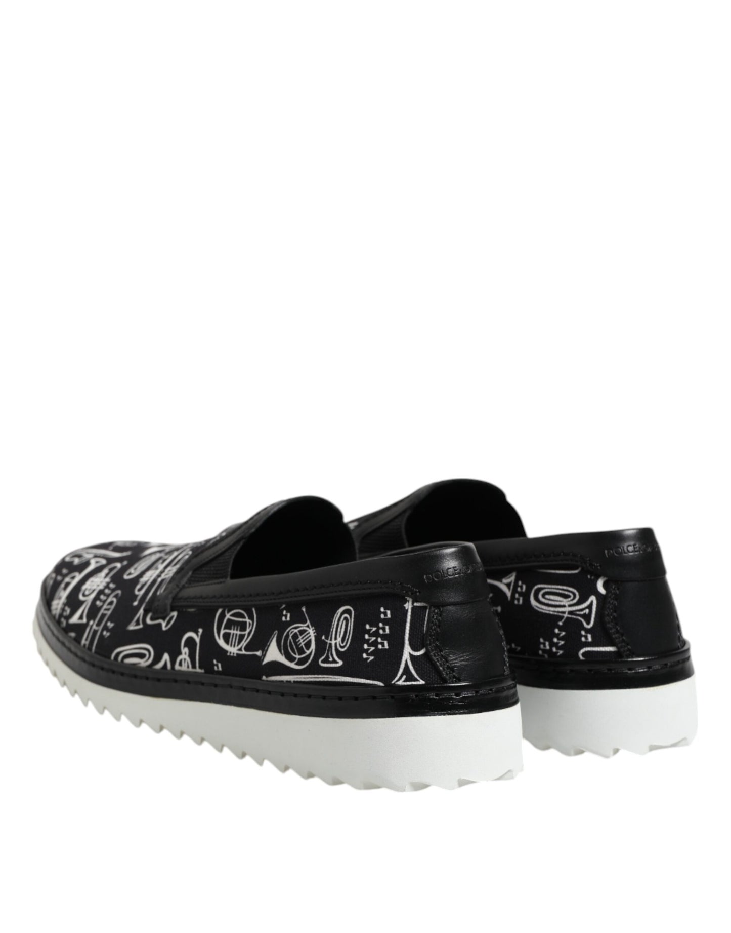 Dolce & Gabbana Schwarz Slip On Bedruckte Männer Loafers Schuhe