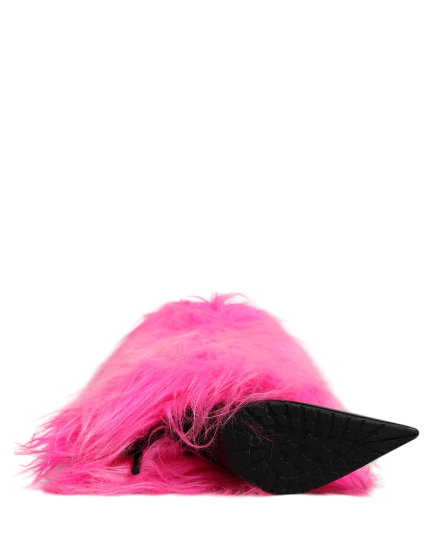 Dolce & Gabbana Rosa Kunstfell Leder High Heels Stiefel Schuhe