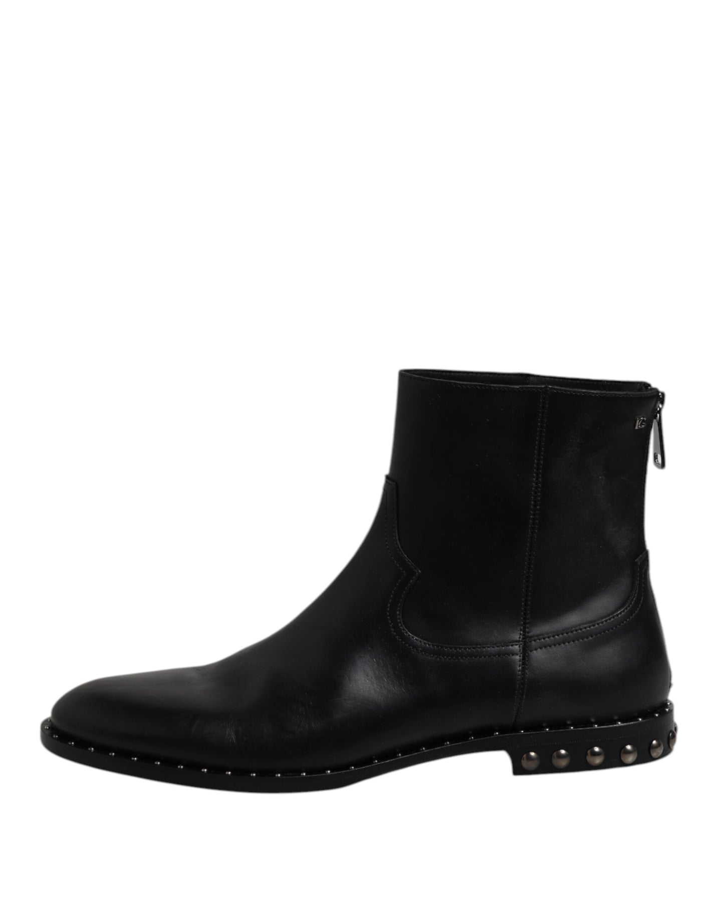 Dolce & Gabbana Schwarze Leder Logo-Stiefeletten Nietenschuhe