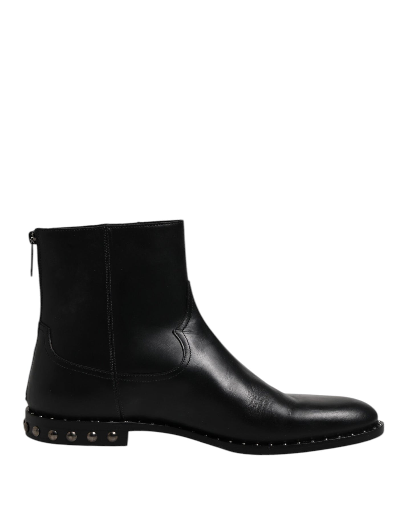 Dolce & Gabbana Schwarze Leder Logo-Stiefeletten Nietenschuhe