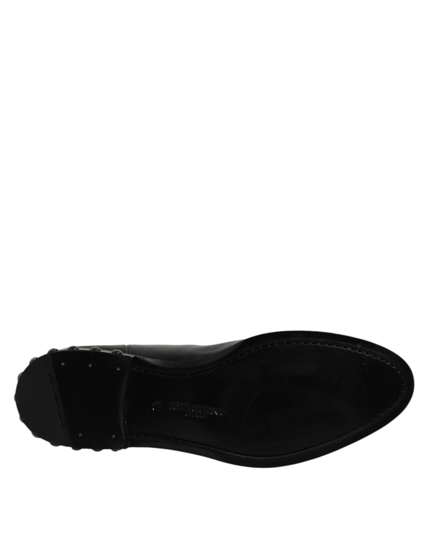 Dolce & Gabbana Schwarze Leder Logo-Stiefeletten Nietenschuhe