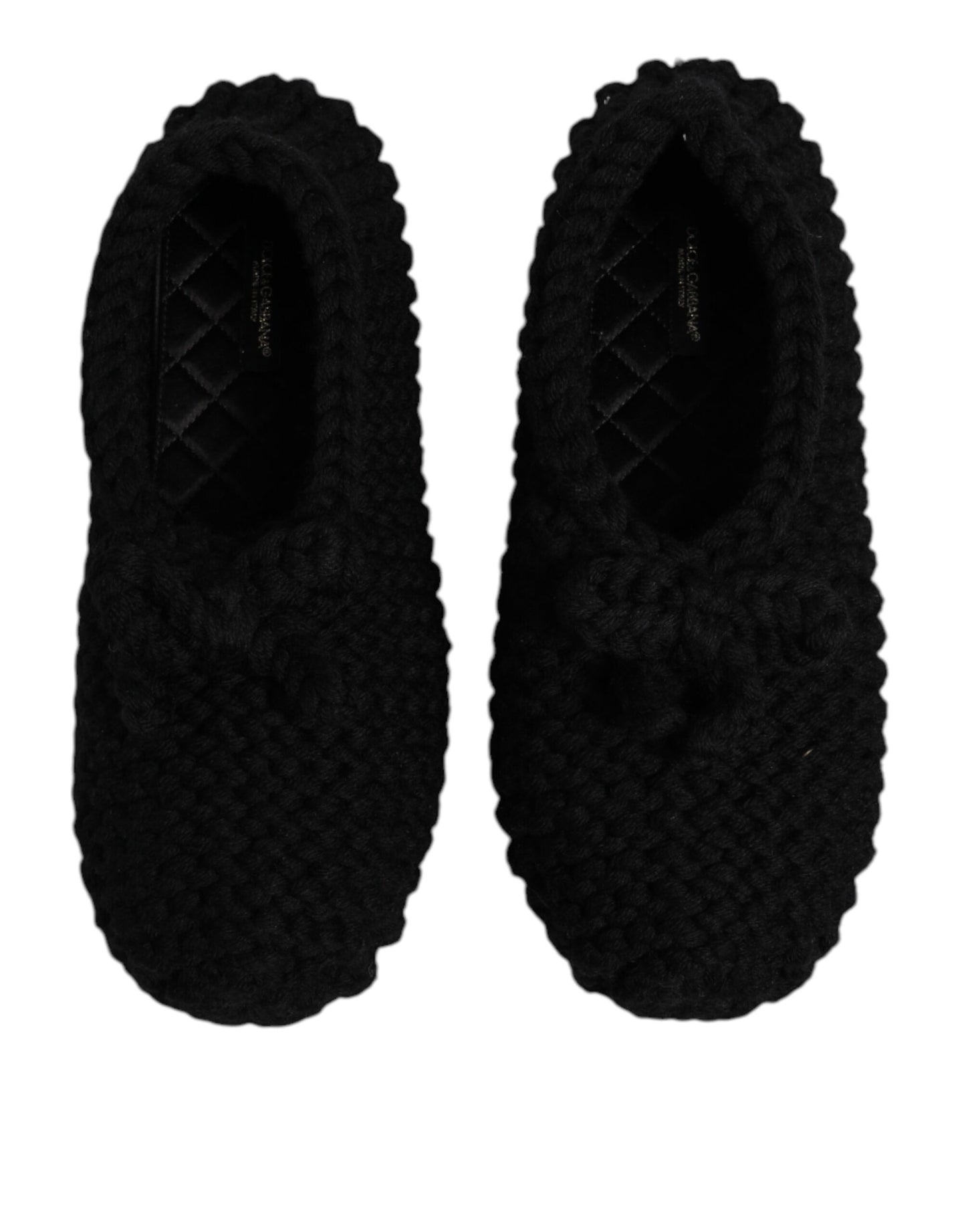 Dolce & Gabbana Schwarz Wolle Slip On Flats Ballerina Schuhe