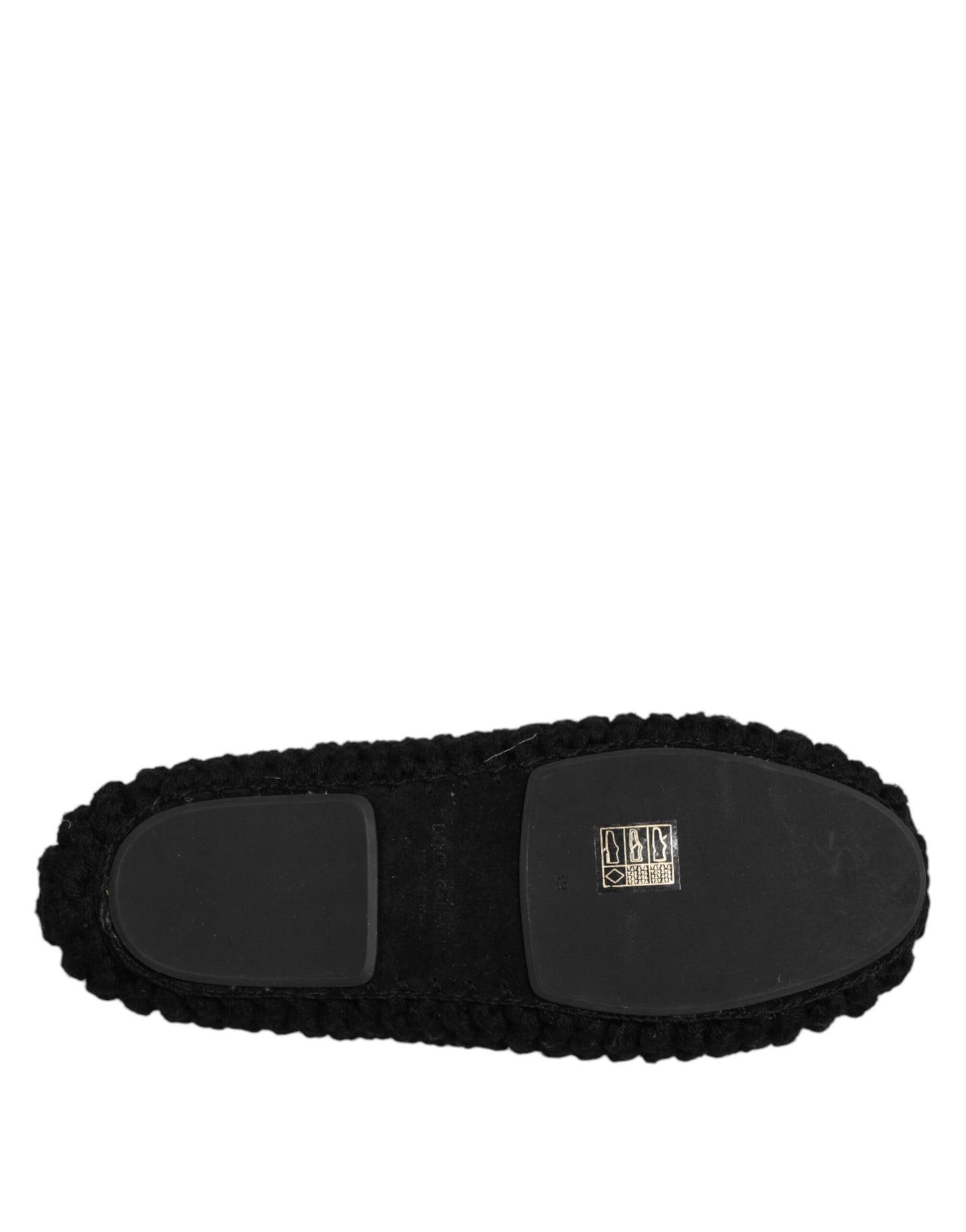 Dolce & Gabbana Schwarz Wolle Slip On Flats Ballerina Schuhe