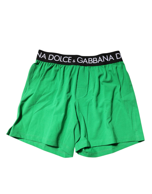 Dolce & Gabbana Grüne Baumwoll-Boxershorts Regular Unterwäsche