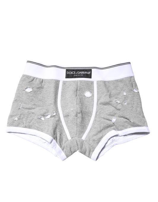 Dolce & Gabbana Graue Cotton Stretch Regular Boxer Unterwäsche
