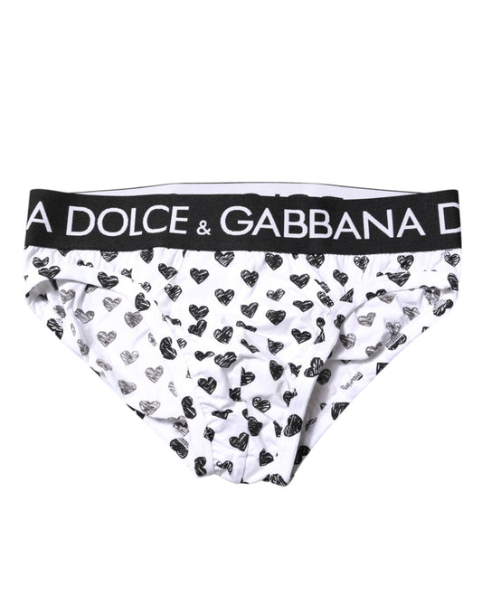 Dolce & Gabbana White Heart Printed Regular Slip Unterwäsche