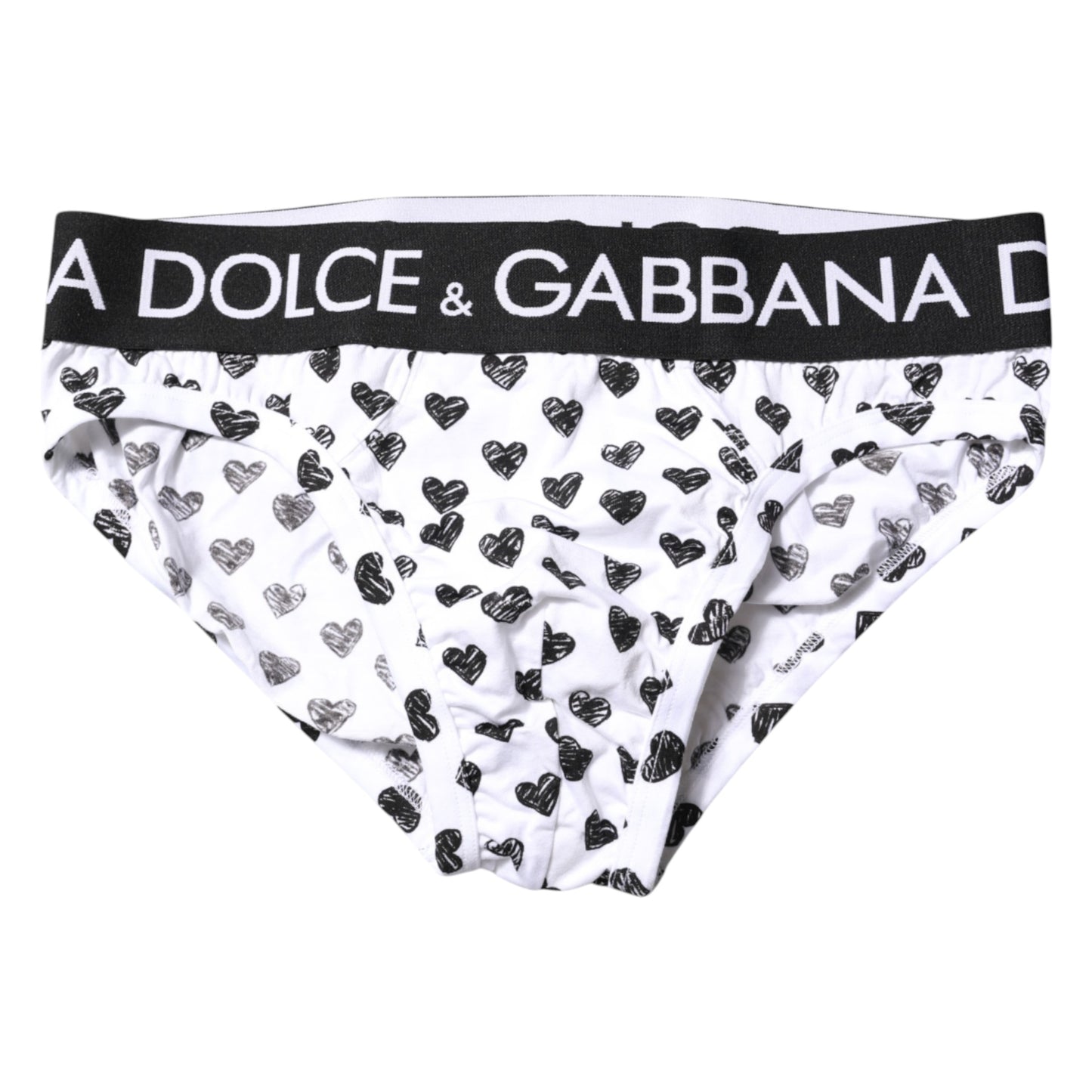 Dolce & Gabbana White Heart Printed Regular Slip Unterwäsche