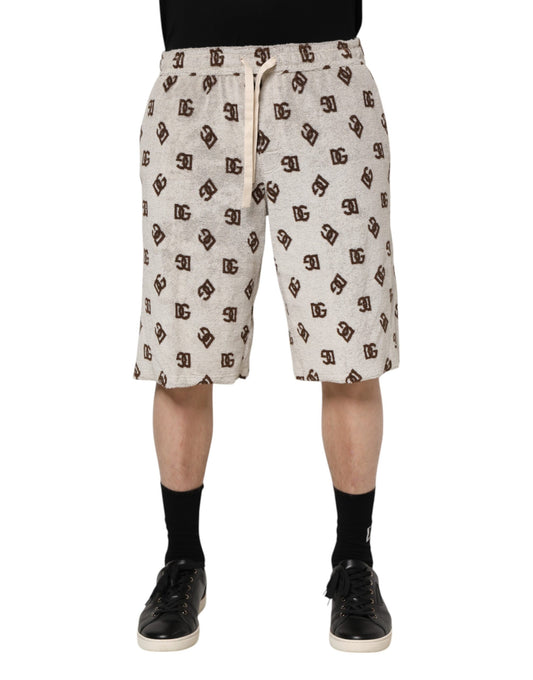 Dolce & Gabbana Weiße Baumwolle DG Mania Print Männer Bermuda Shorts