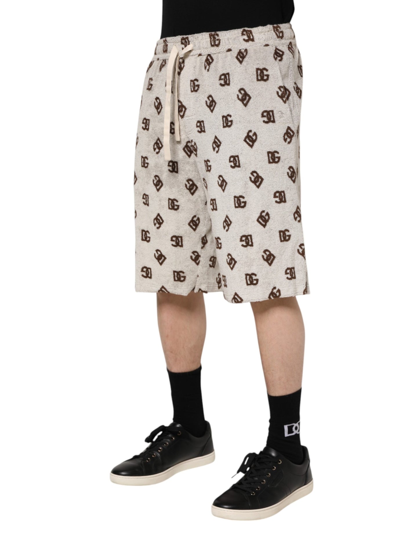Dolce & Gabbana Weiße Baumwolle DG Mania Print Männer Bermuda Shorts