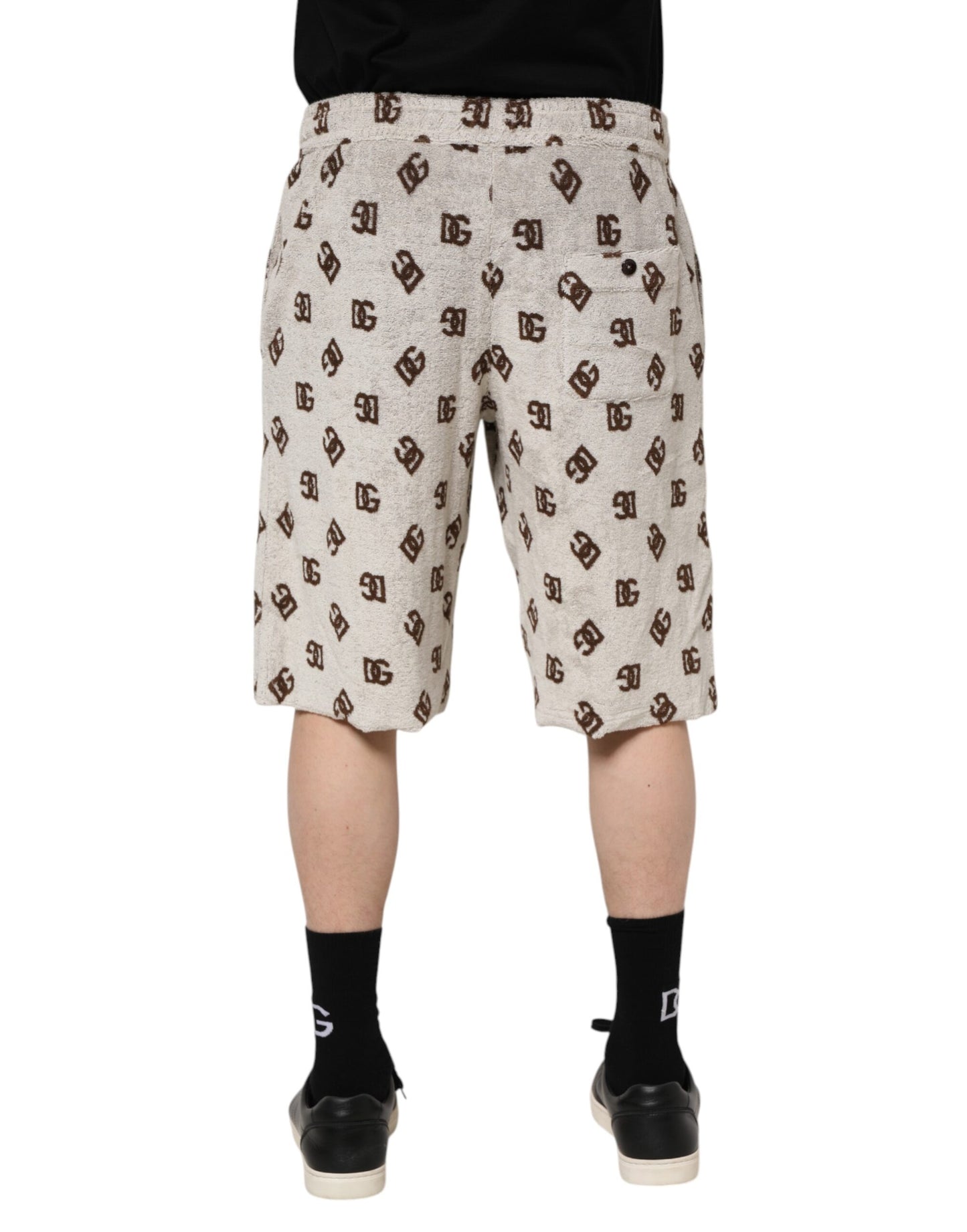 Dolce & Gabbana Weiße Baumwolle DG Mania Print Männer Bermuda Shorts