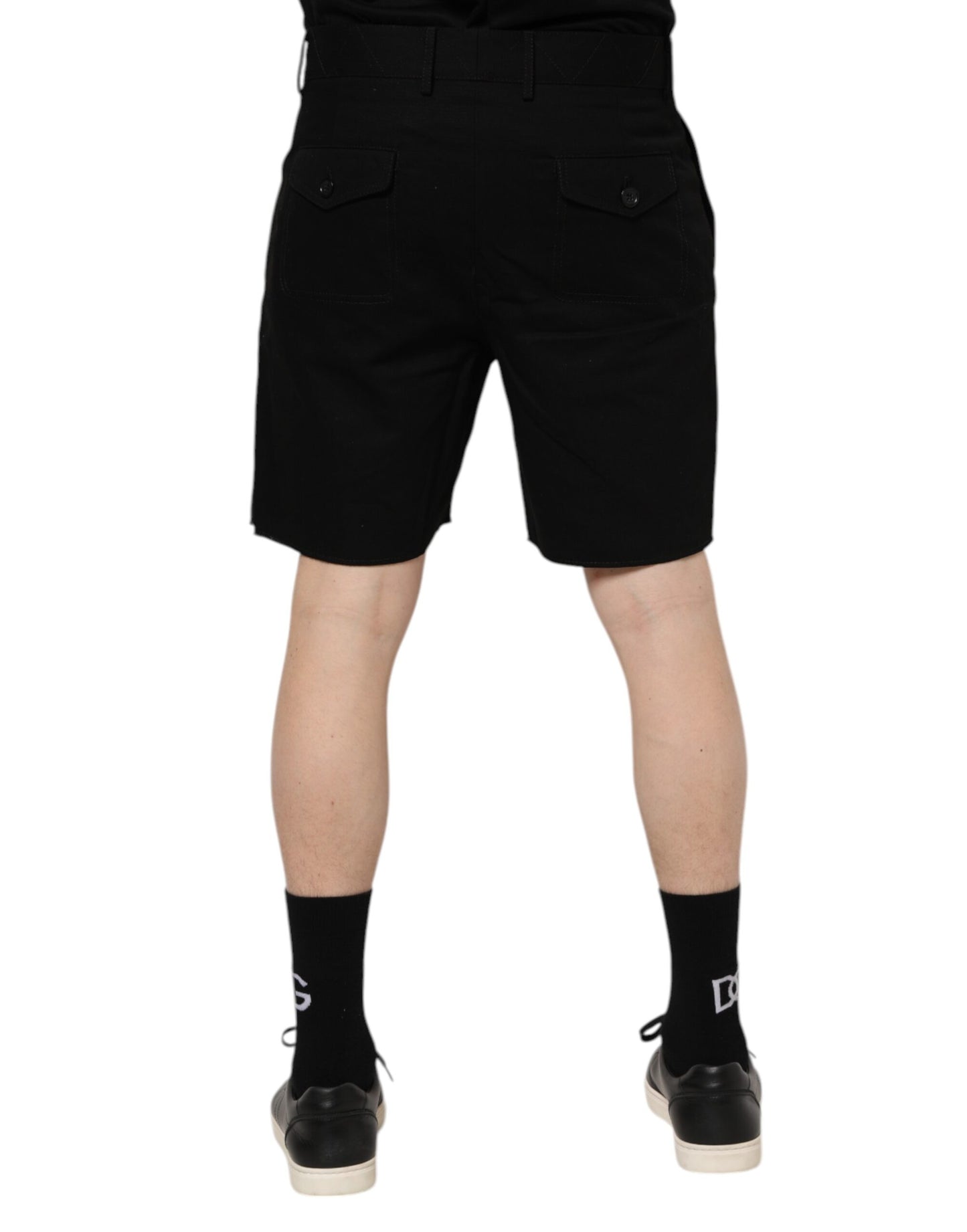 Dolce & Gabbana Schwarze knielange Herren Bermudashorts aus Baumwolle