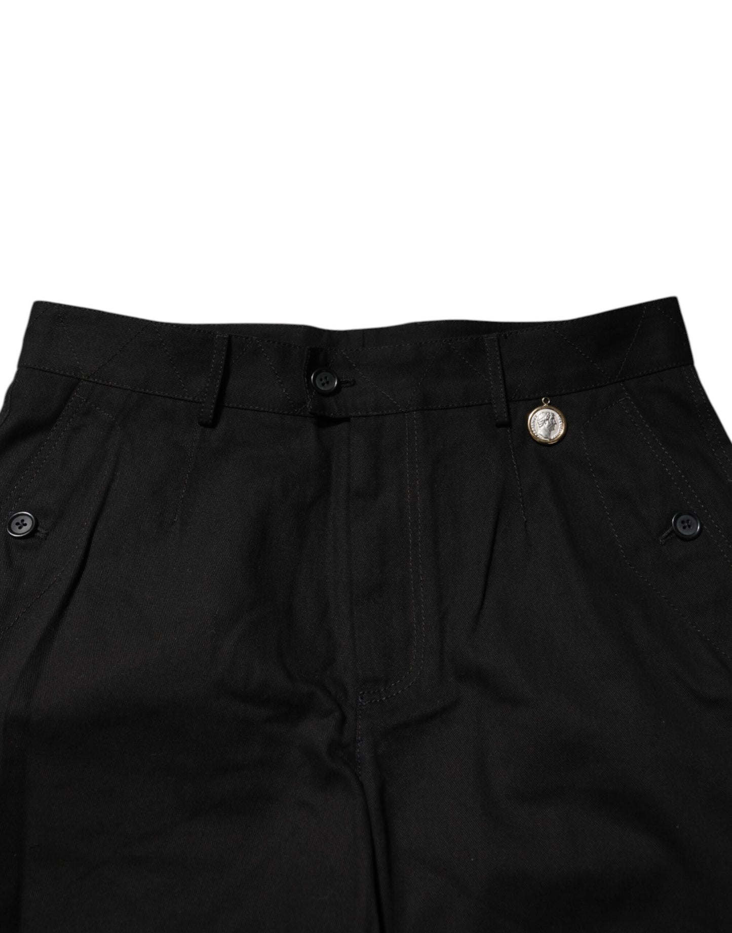 Dolce & Gabbana Schwarze knielange Herren Bermudashorts aus Baumwolle